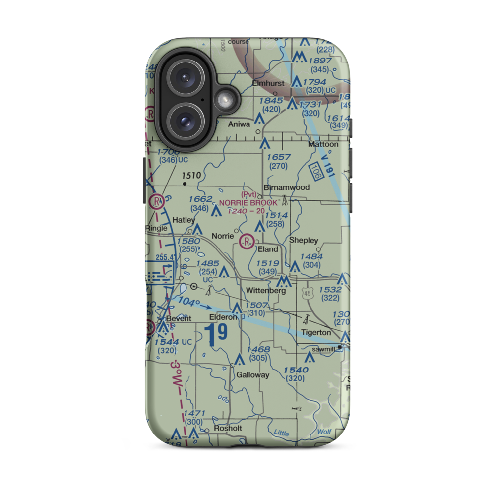 Norrie Brook Airport (WI00) VFR Sectional  Tough iPhone Case iPhone 16 Plus model shown