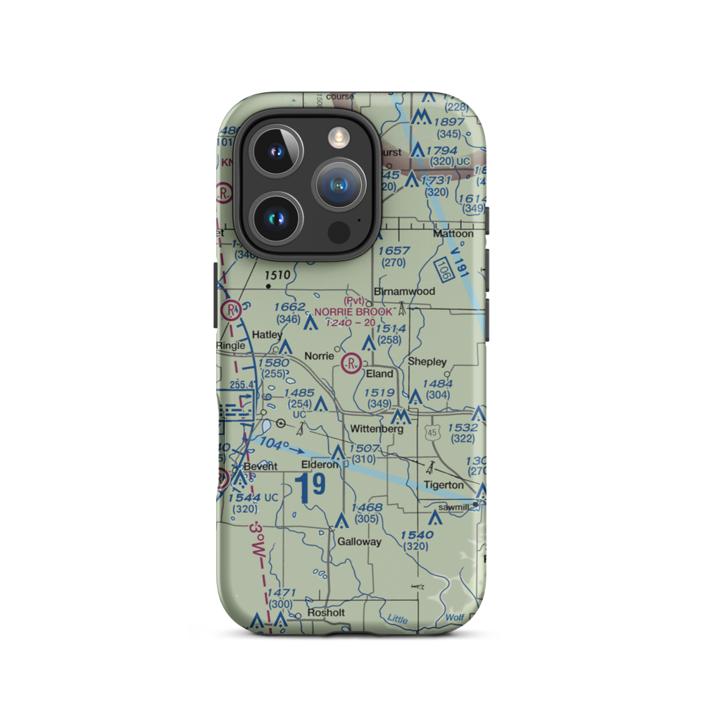 Norrie Brook Airport (WI00) VFR Sectional  Tough iPhone Case iPhone 16 Pro model shown