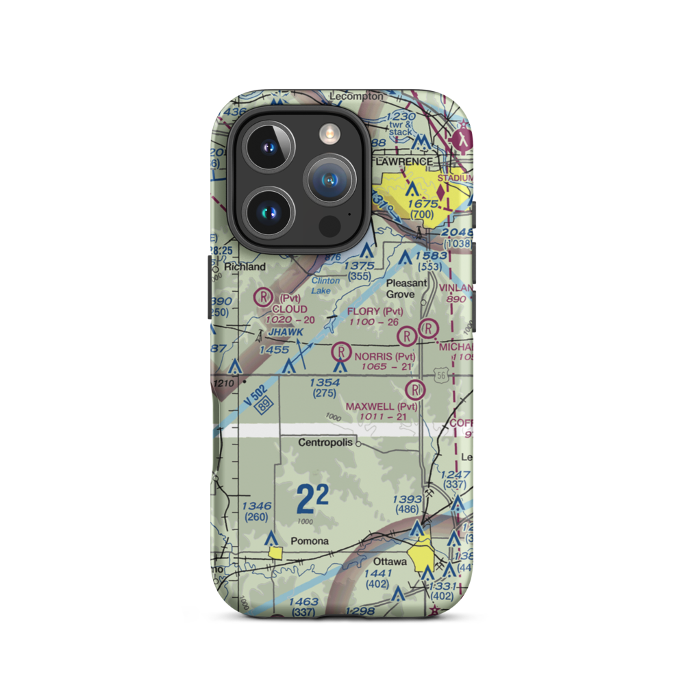 Norris Airport (0KS4) VFR Sectional  Tough iPhone Case iPhone 16 Pro model shown
