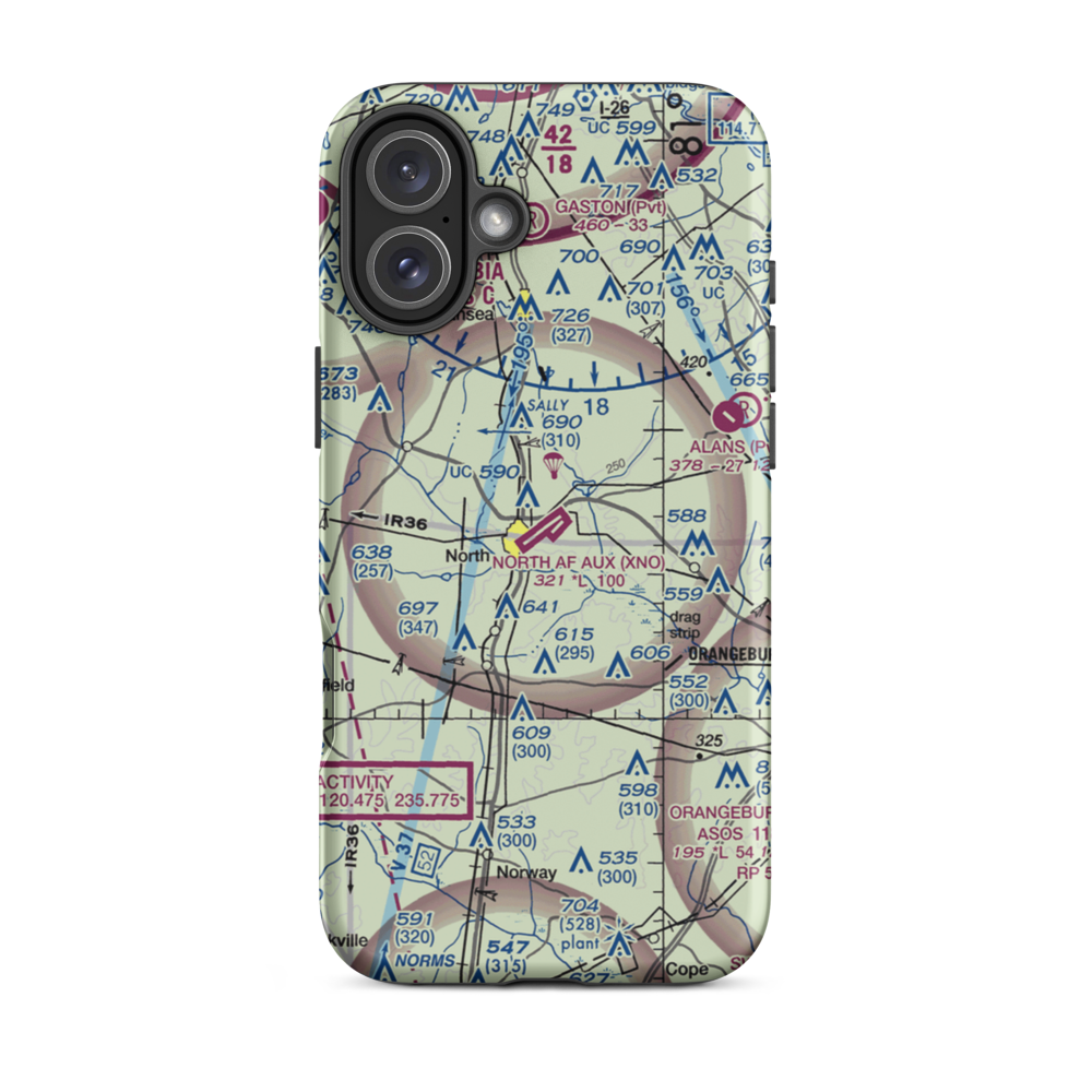 North Air Force Auxillary Airfield (XNO) VFR Sectional  Tough iPhone Case iPhone 16 Plus model shown