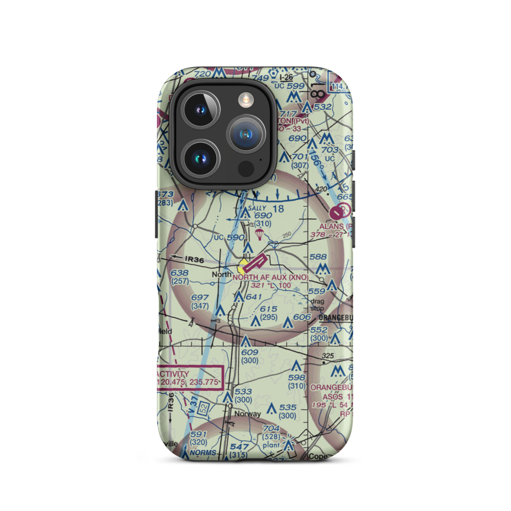 North Air Force Auxillary Airfield (XNO) VFR Sectional  Tough iPhone Case iPhone 16 Pro model shown