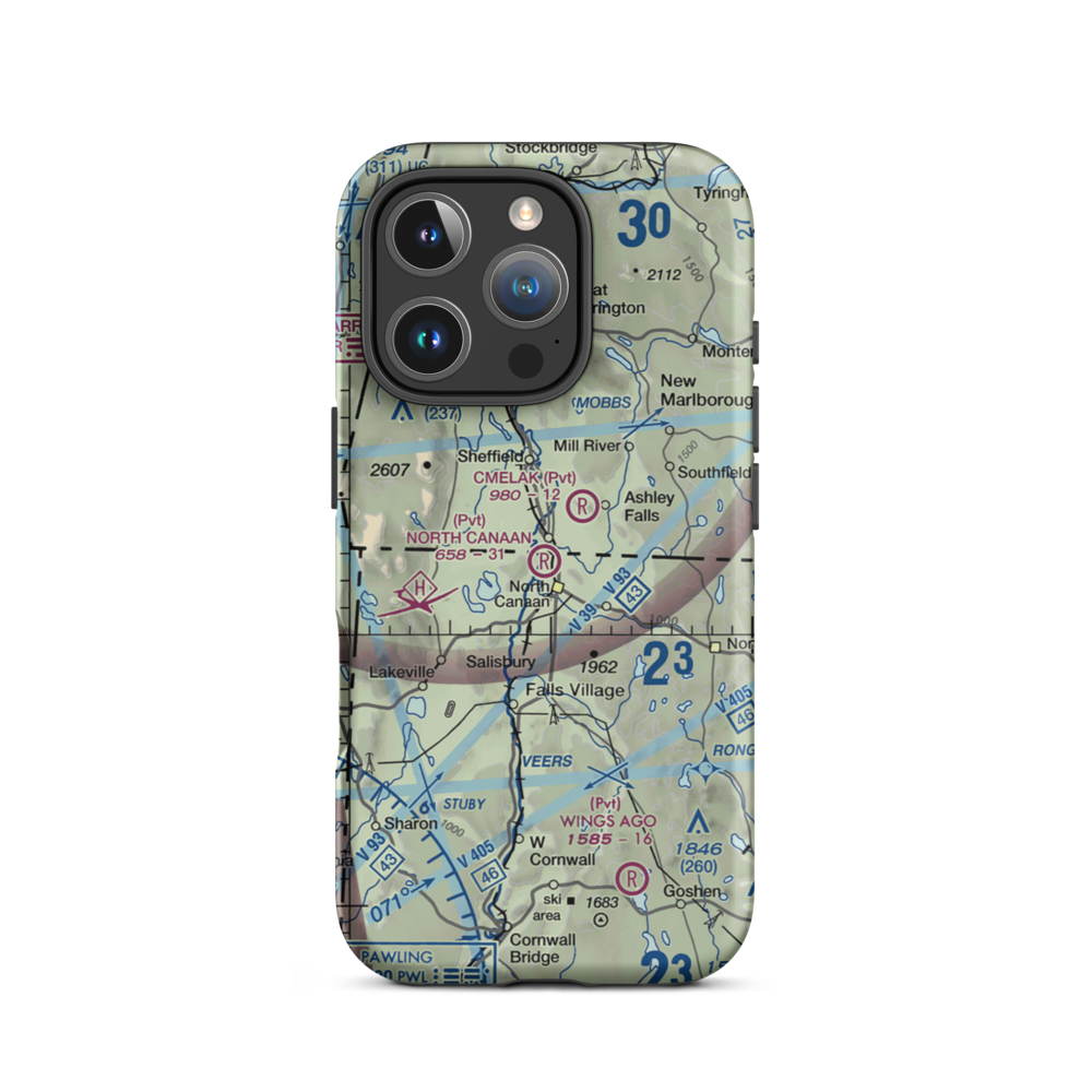 North Canaan Aviation Facilities Inc Airport (CT24) VFR Sectional  Tough iPhone Case iPhone 16 Pro model shown
