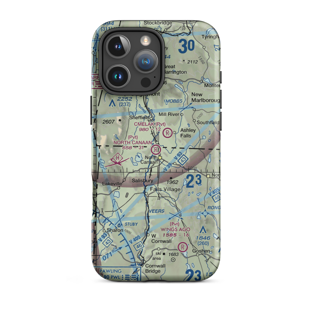 North Canaan Aviation Facilities Inc Airport (CT24) VFR Sectional  Tough iPhone Case iPhone 16 Pro Max model shown