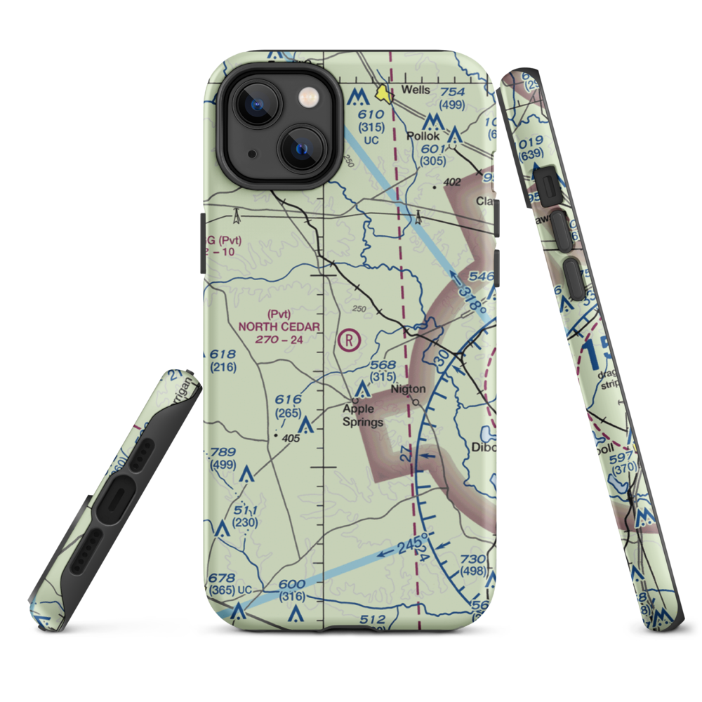 North Cedar Airport (XA71) VFR Sectional  Tough iPhone Case iPhone 14 Plus model shown