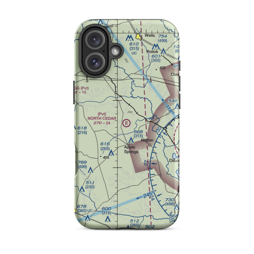 North Cedar Airport (XA71) VFR Sectional  Tough iPhone Case iPhone 16 Plus model shown