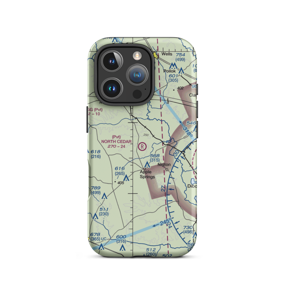 North Cedar Airport (XA71) VFR Sectional  Tough iPhone Case iPhone 16 Pro model shown