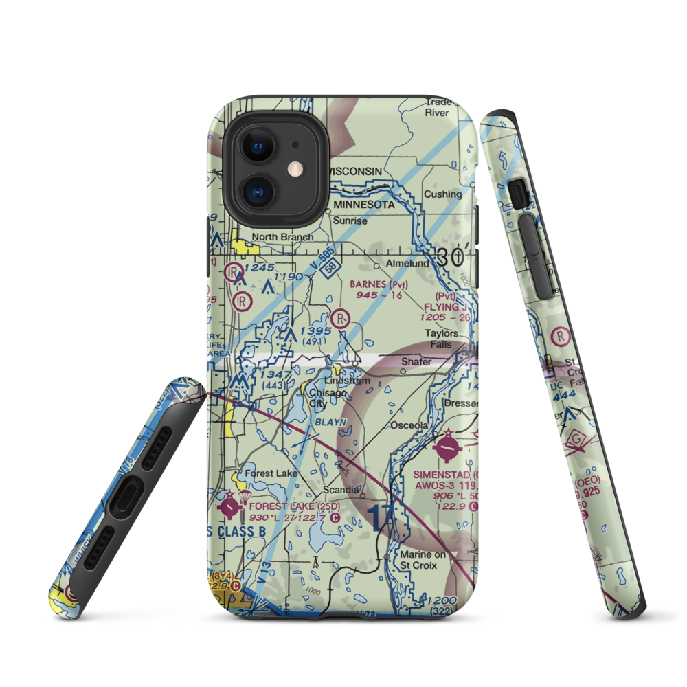 North Center Lake Seaplane Base (6MN4) VFR Sectional  Tough iPhone Case iPhone 11 model shown