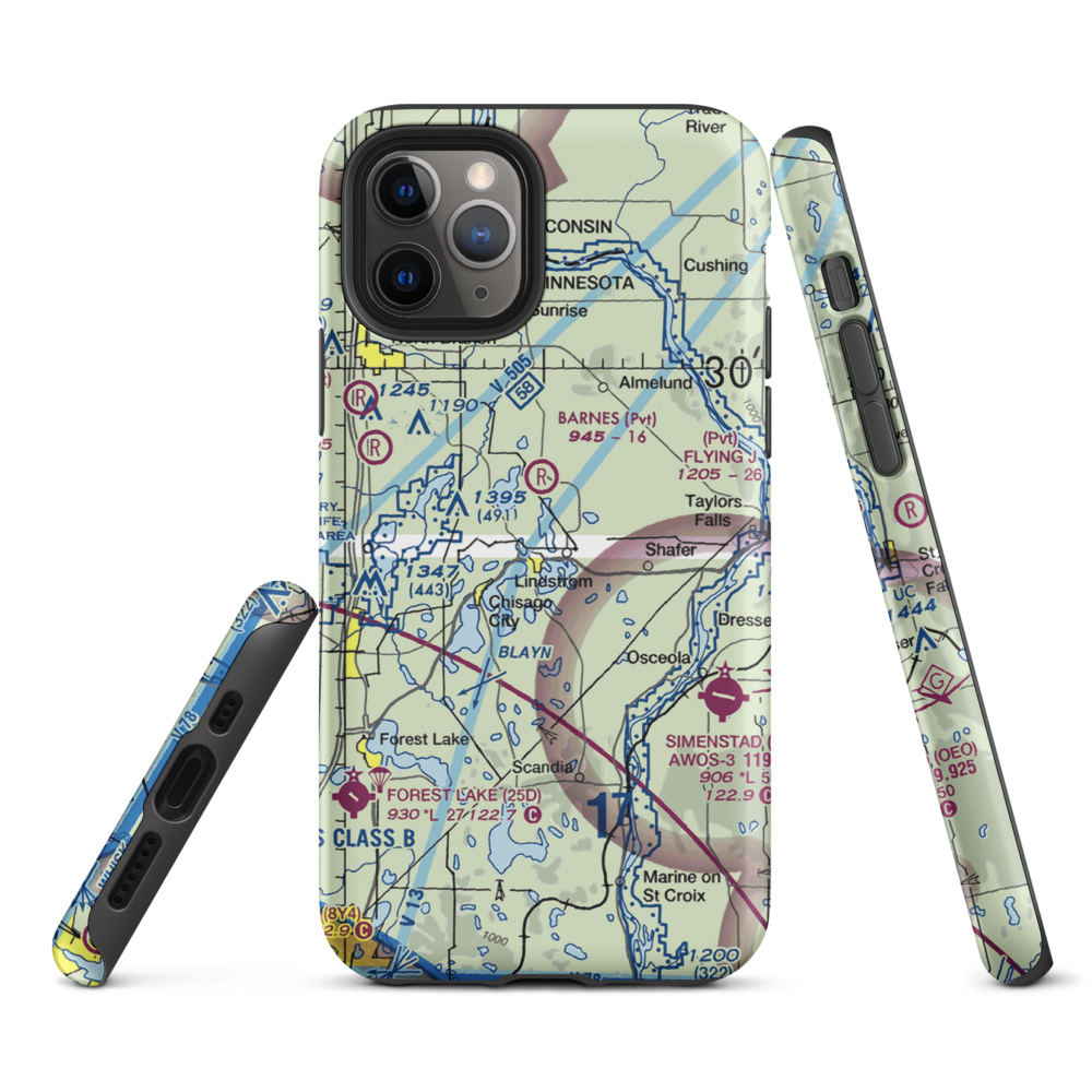 North Center Lake Seaplane Base (6MN4) VFR Sectional  Tough iPhone Case iPhone 11 Pro model shown