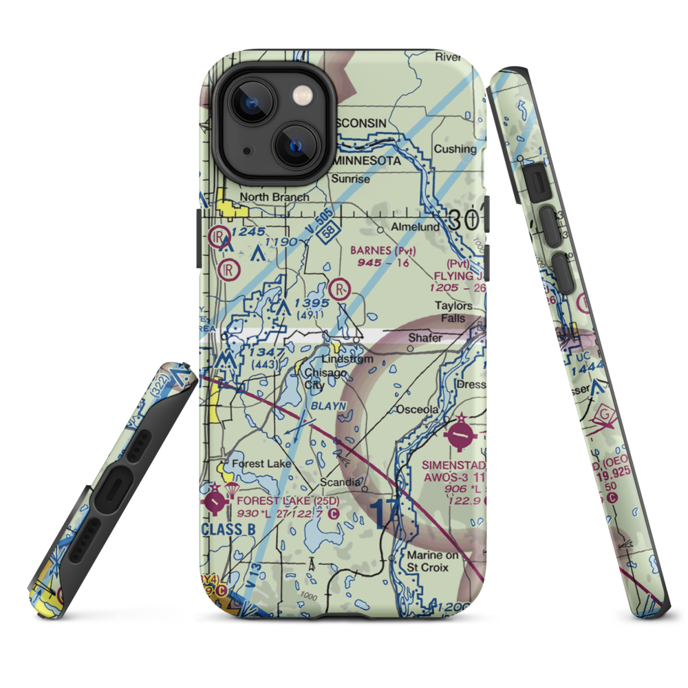 North Center Lake Seaplane Base (6MN4) VFR Sectional  Tough iPhone Case iPhone 14 Plus model shown