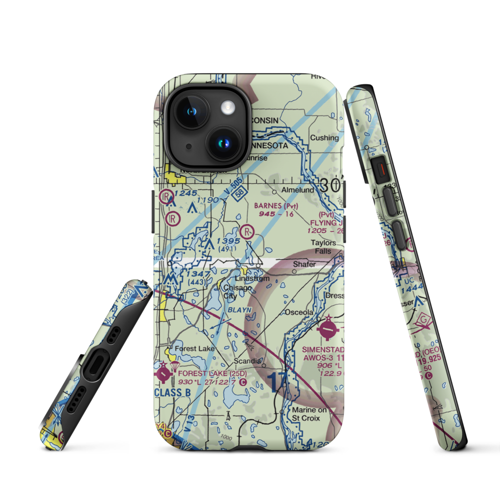 North Center Lake Seaplane Base (6MN4) VFR Sectional  Tough iPhone Case iPhone 15 model shown
