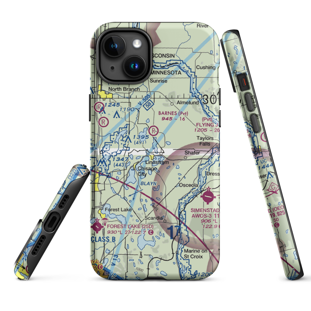 North Center Lake Seaplane Base (6MN4) VFR Sectional  Tough iPhone Case iPhone 15 Plus model shown
