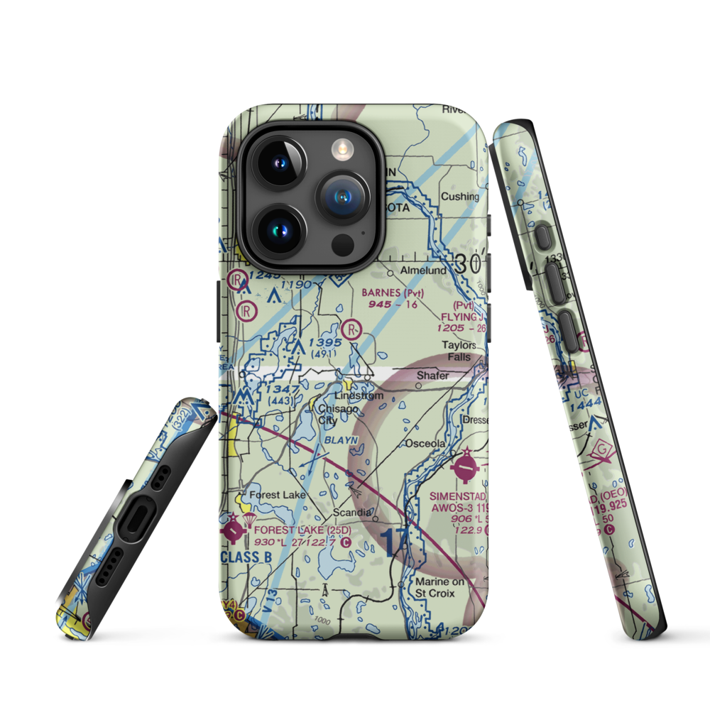 North Center Lake Seaplane Base (6MN4) VFR Sectional  Tough iPhone Case iPhone 15 Pro model shown