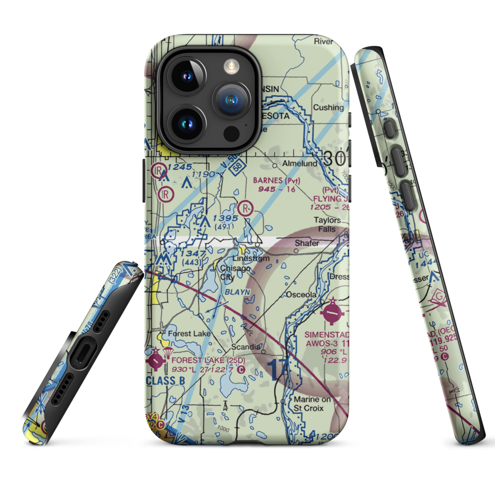 North Center Lake Seaplane Base (6MN4) VFR Sectional  Tough iPhone Case iPhone 15 Pro Max model shown