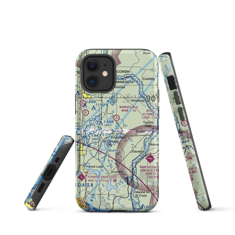 North Center Lake Seaplane Base (6MN4) VFR Sectional  Tough iPhone Case iPhone 12 mini model shown