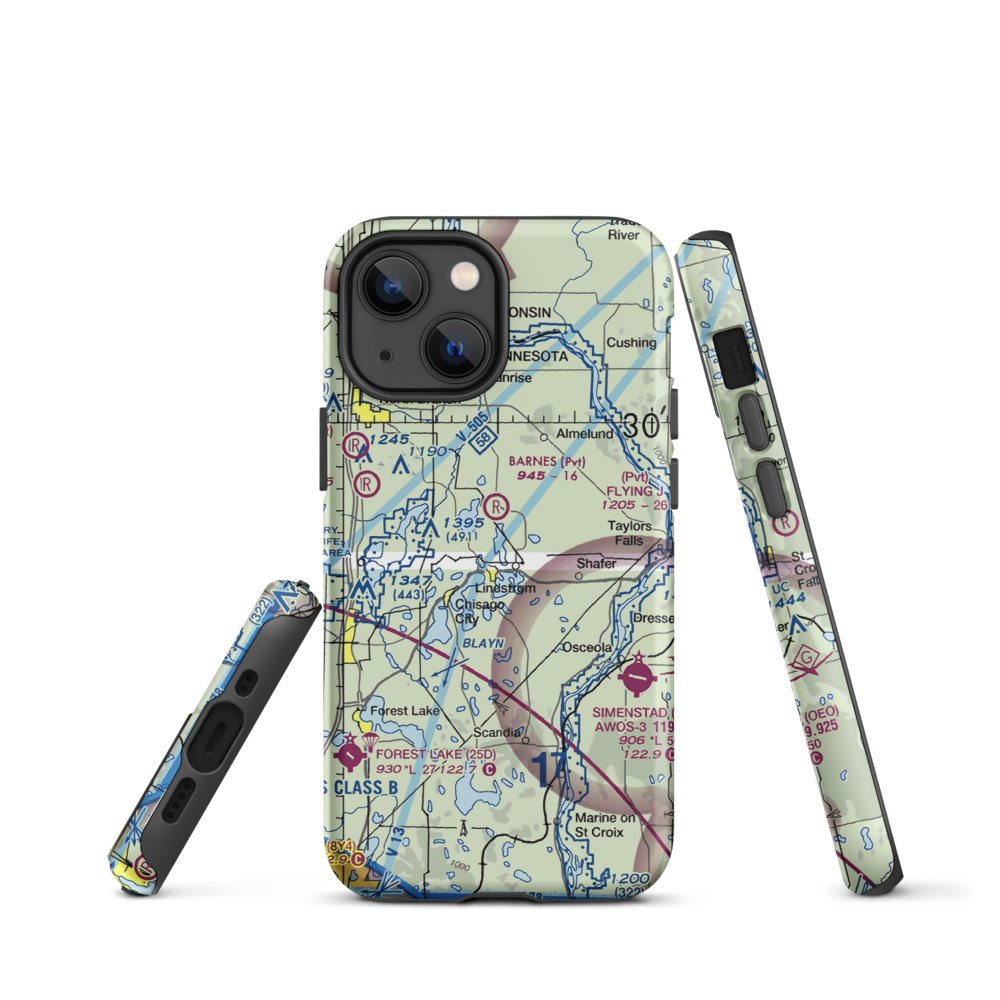 North Center Lake Seaplane Base (6MN4) VFR Sectional  Tough iPhone Case iPhone 13 mini model shown