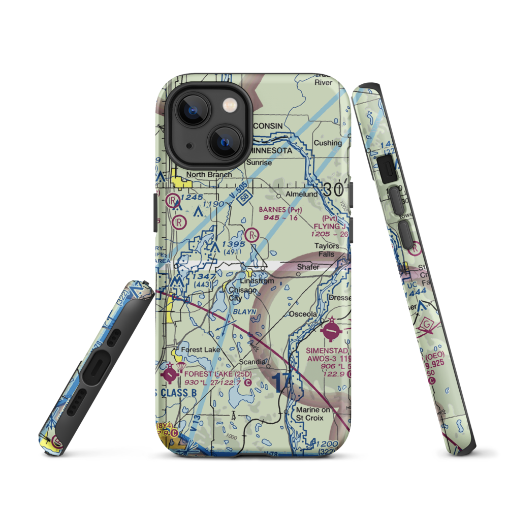 North Center Lake Seaplane Base (6MN4) VFR Sectional  Tough iPhone Case iPhone 13 model shown