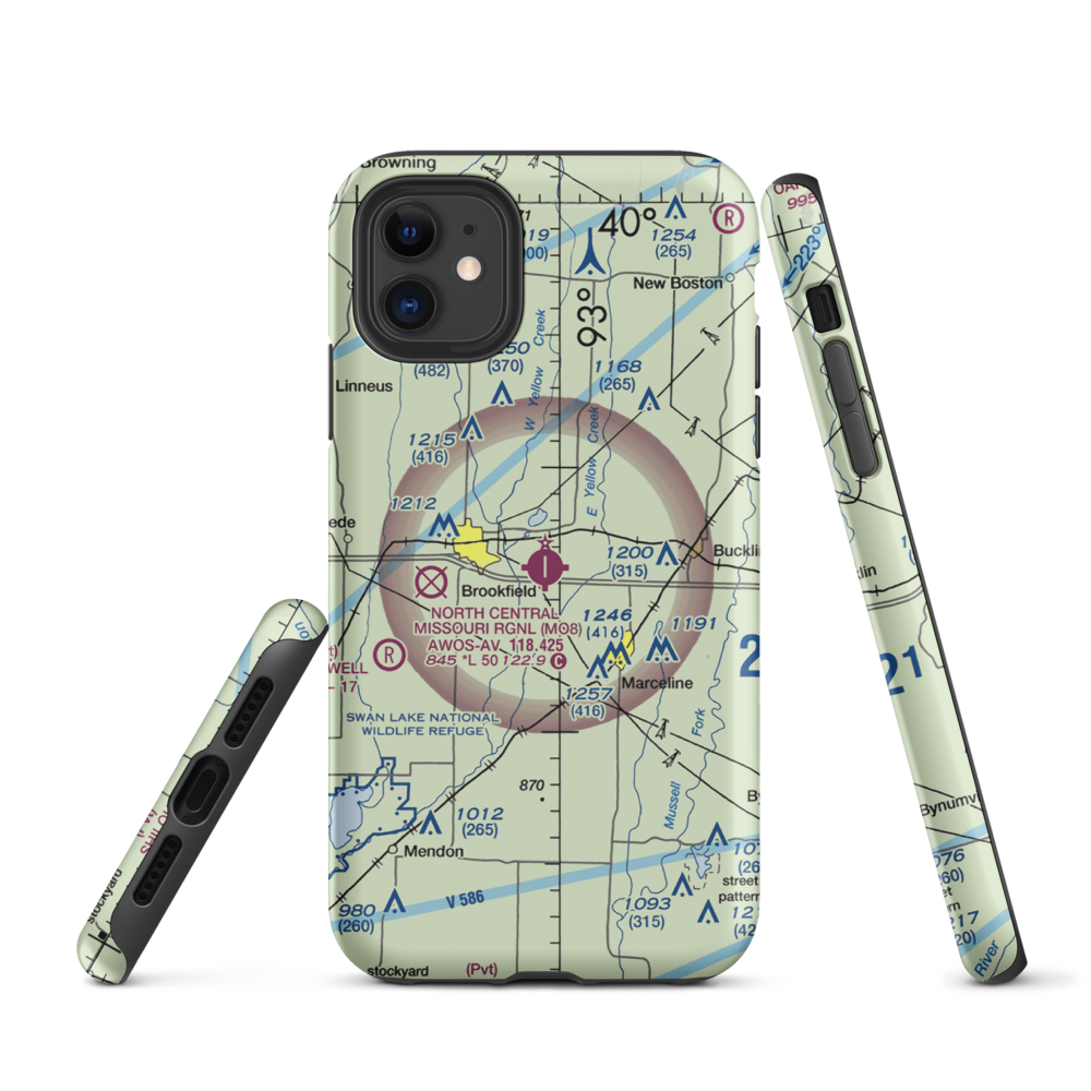 North Central Missouri Regional Airport (MO8) VFR Sectional  Tough iPhone Case iPhone 11 model shown