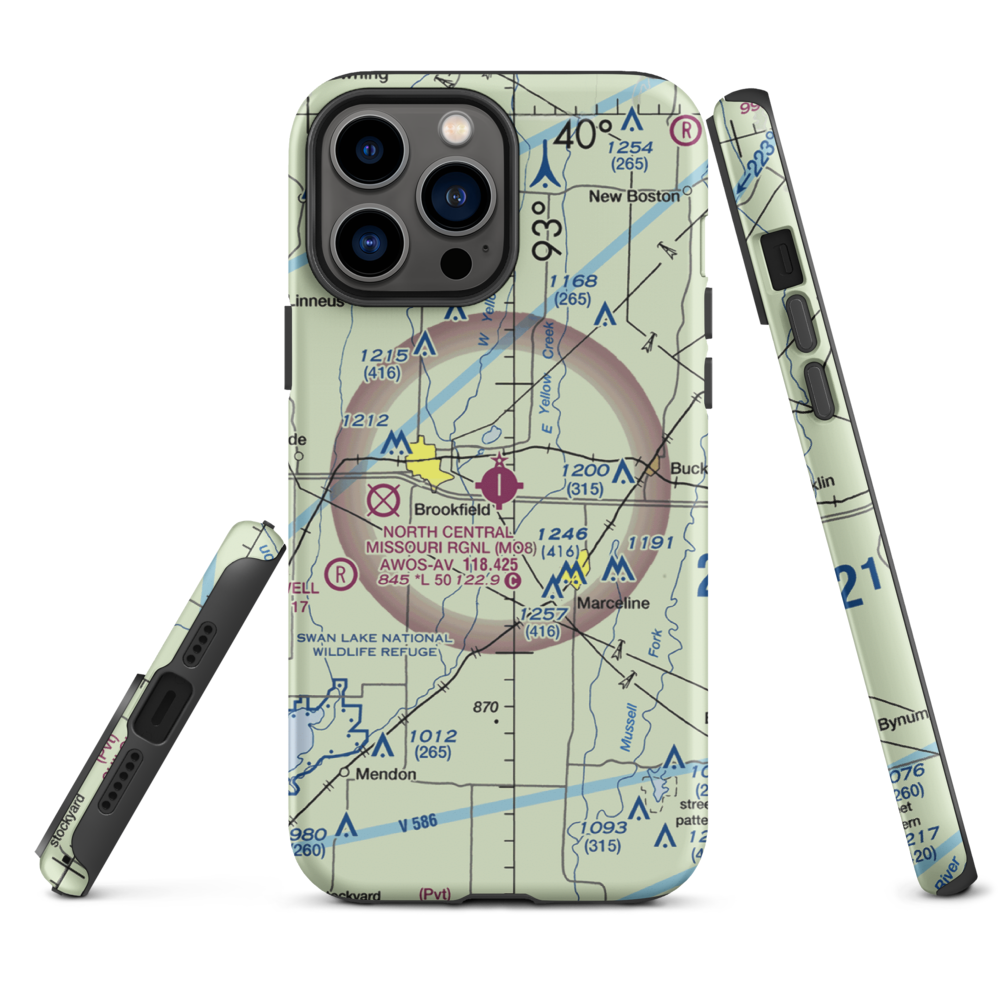 North Central Missouri Regional Airport (MO8) VFR Sectional  Tough iPhone Case iPhone 13 Pro Max model shown