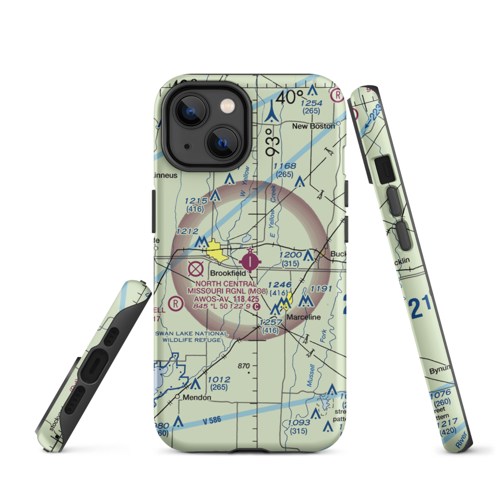 North Central Missouri Regional Airport (MO8) VFR Sectional  Tough iPhone Case iPhone 14 model shown