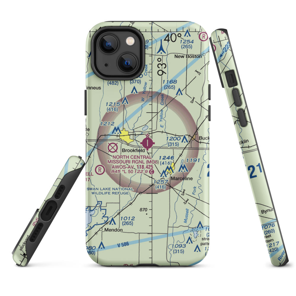 North Central Missouri Regional Airport (MO8) VFR Sectional  Tough iPhone Case iPhone 14 Plus model shown