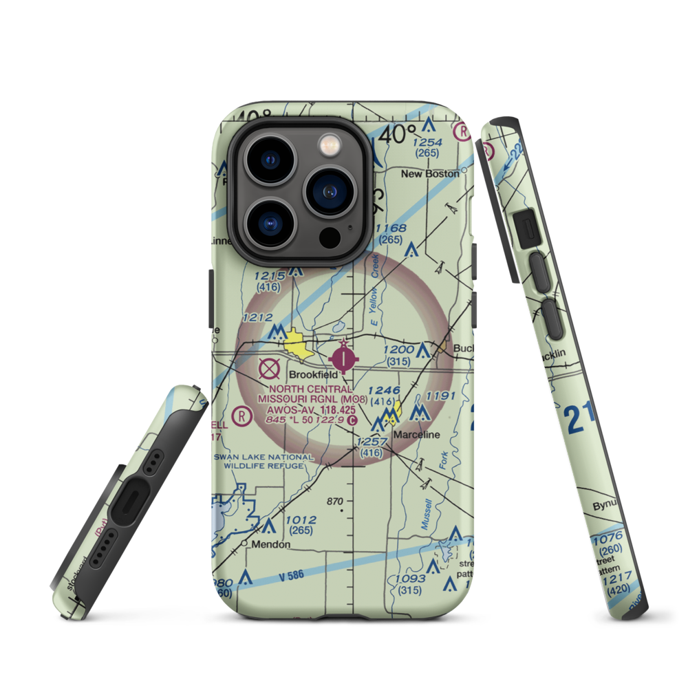 North Central Missouri Regional Airport (MO8) VFR Sectional  Tough iPhone Case iPhone 14 Pro model shown