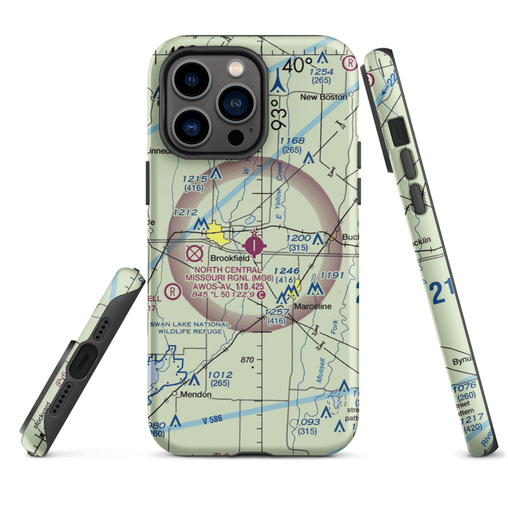 North Central Missouri Regional Airport (MO8) VFR Sectional  Tough iPhone Case iPhone 14 Pro Max model shown