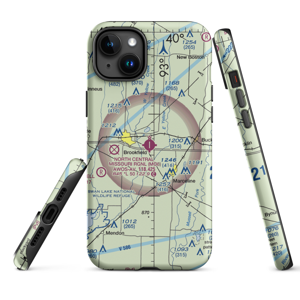North Central Missouri Regional Airport (MO8) VFR Sectional  Tough iPhone Case iPhone 15 Plus model shown