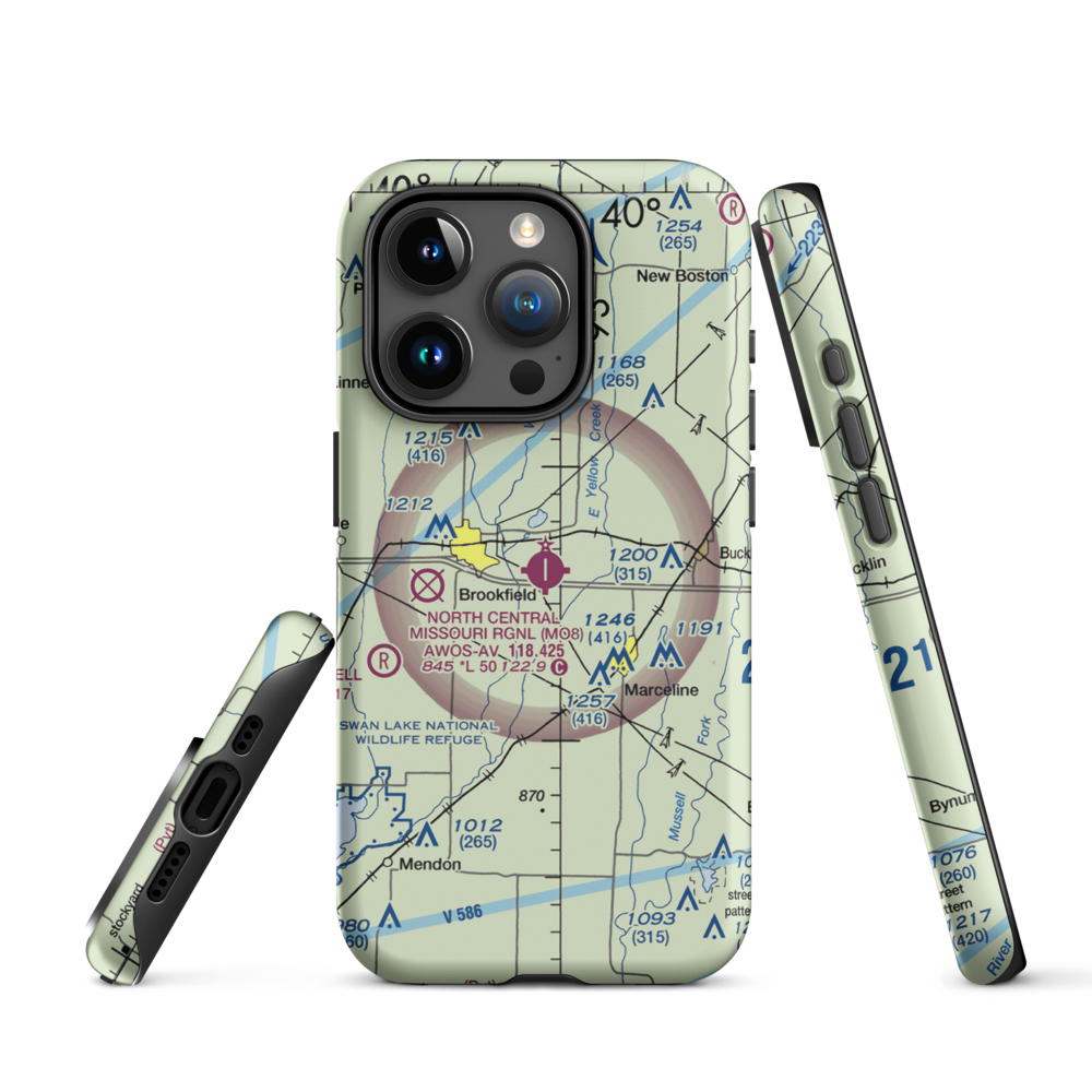 North Central Missouri Regional Airport (MO8) VFR Sectional  Tough iPhone Case iPhone 15 Pro model shown