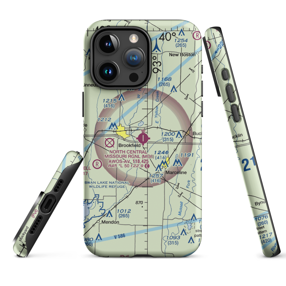 North Central Missouri Regional Airport (MO8) VFR Sectional  Tough iPhone Case iPhone 15 Pro Max model shown
