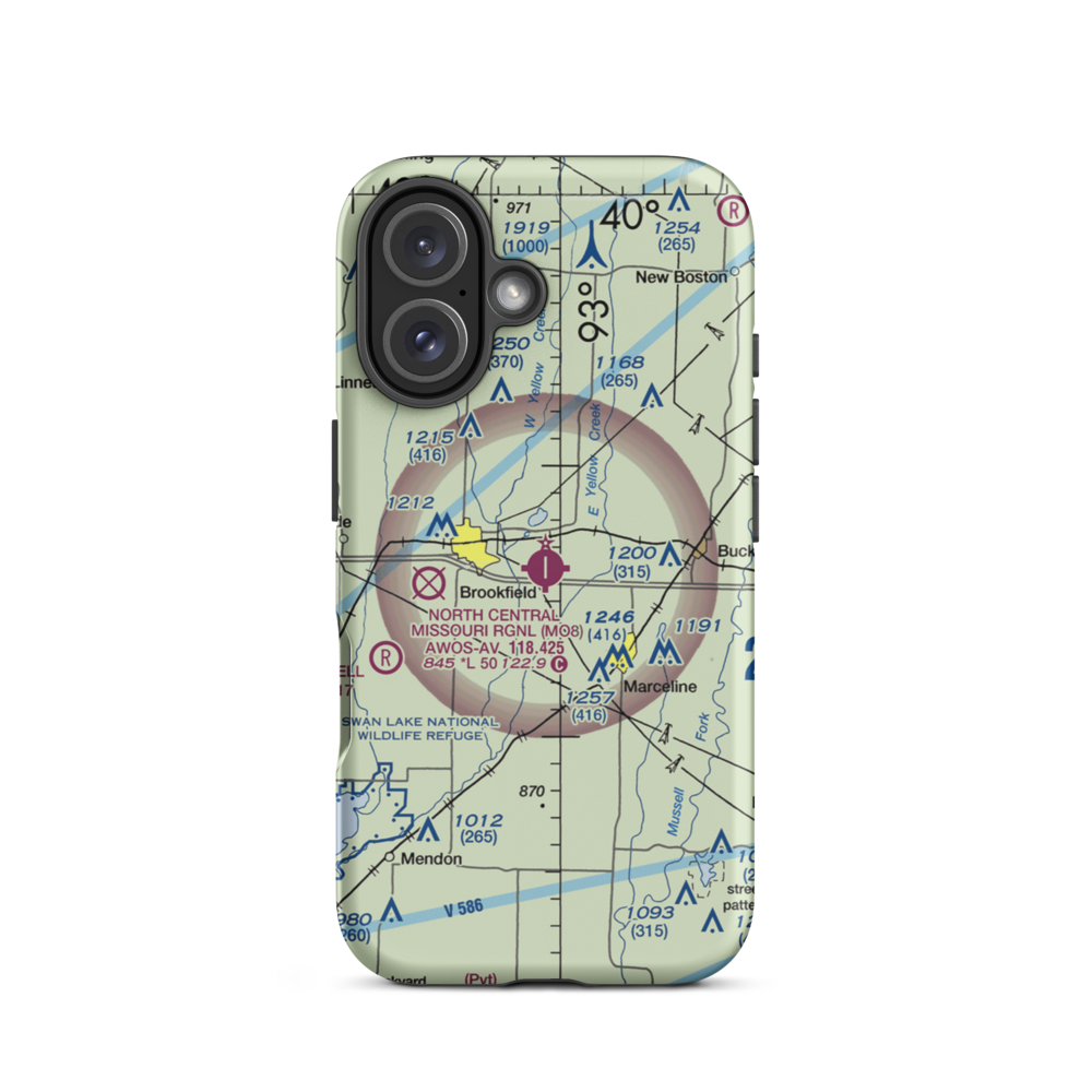North Central Missouri Regional Airport (MO8) VFR Sectional  Tough iPhone Case iPhone 16 model shown