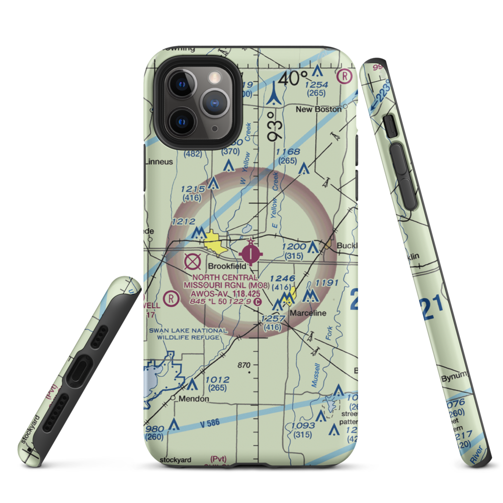 North Central Missouri Regional Airport (MO8) VFR Sectional  Tough iPhone Case iPhone 11 Pro Max model shown