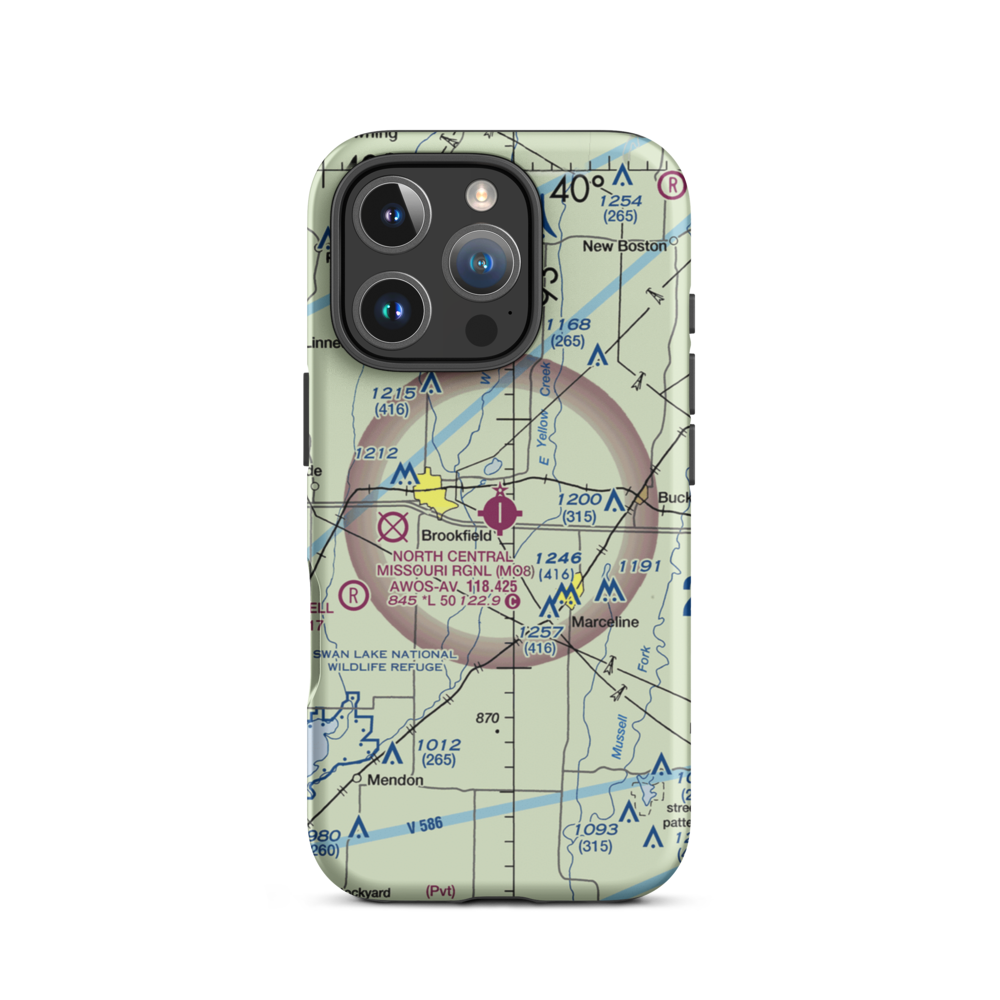 North Central Missouri Regional Airport (MO8) VFR Sectional  Tough iPhone Case iPhone 16 Pro model shown