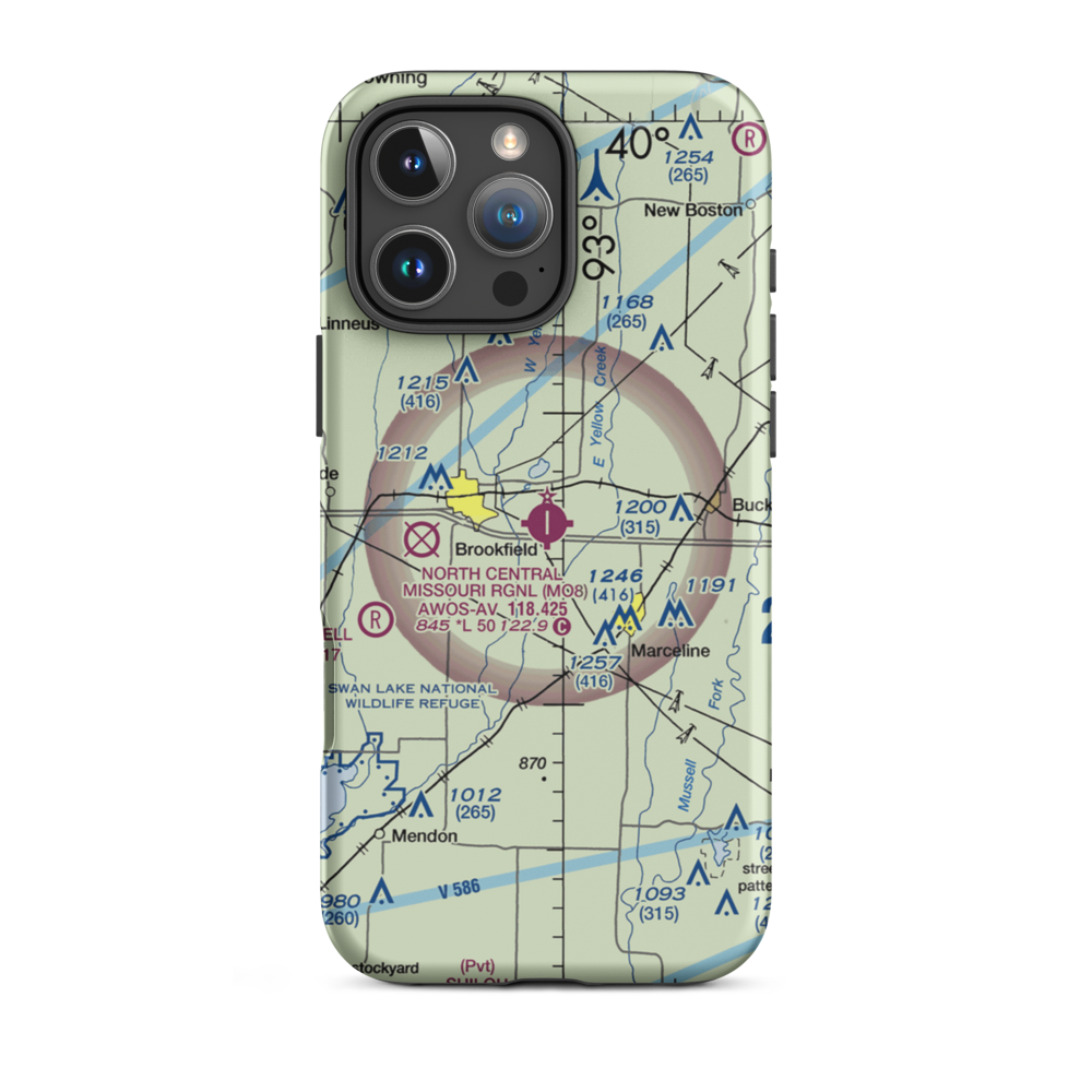 North Central Missouri Regional Airport (MO8) VFR Sectional  Tough iPhone Case iPhone 16 Pro Max model shown