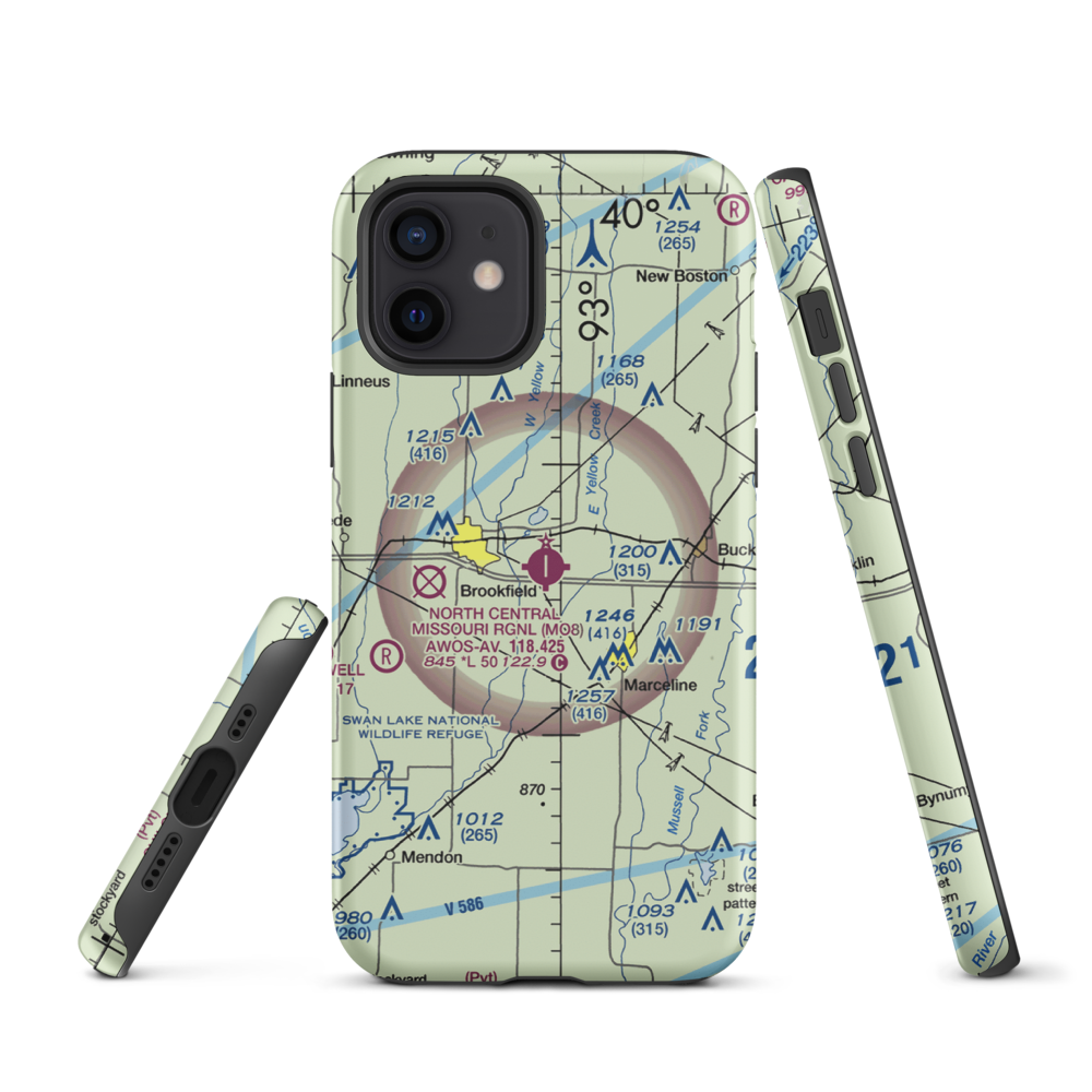 North Central Missouri Regional Airport (MO8) VFR Sectional  Tough iPhone Case iPhone 12 model shown