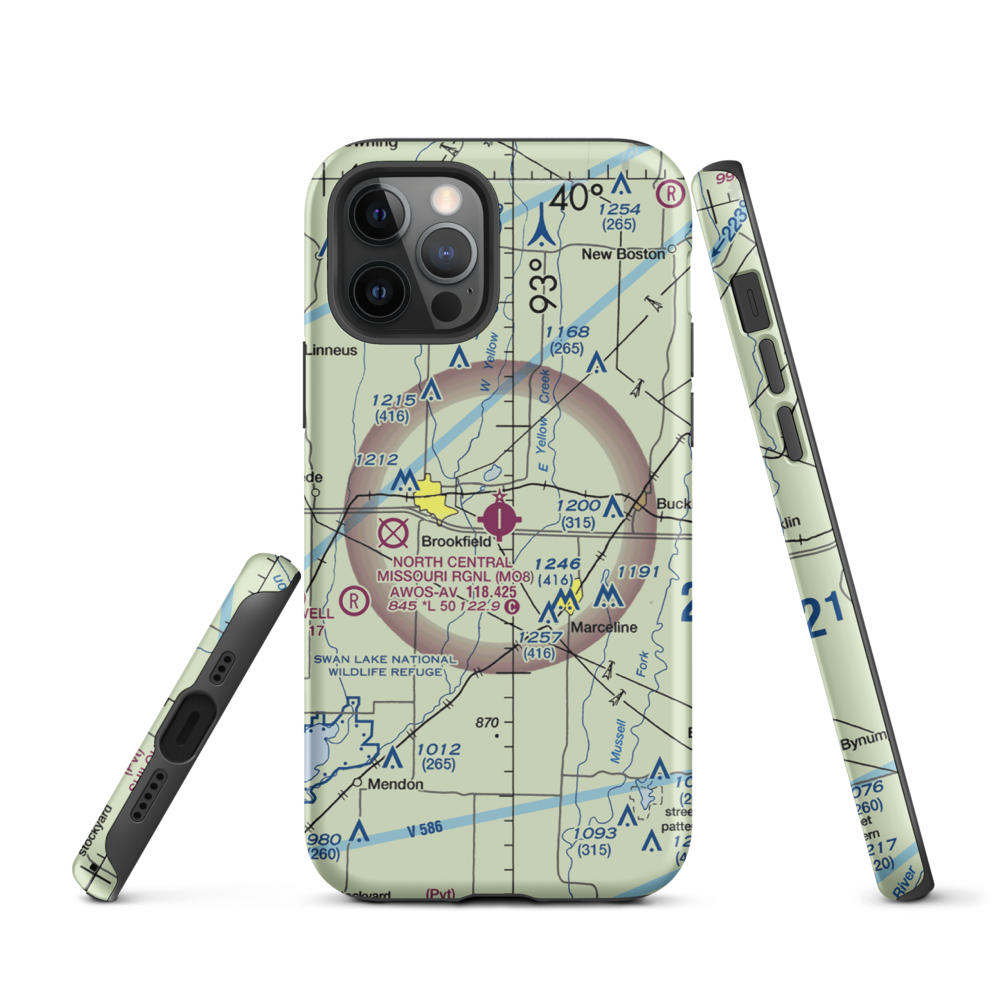 North Central Missouri Regional Airport (MO8) VFR Sectional  Tough iPhone Case iPhone 12 Pro model shown