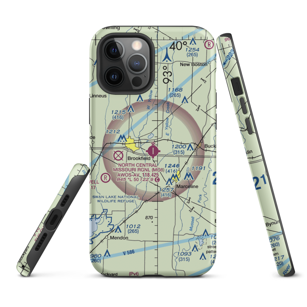 North Central Missouri Regional Airport (MO8) VFR Sectional  Tough iPhone Case iPhone 12 Pro Max model shown