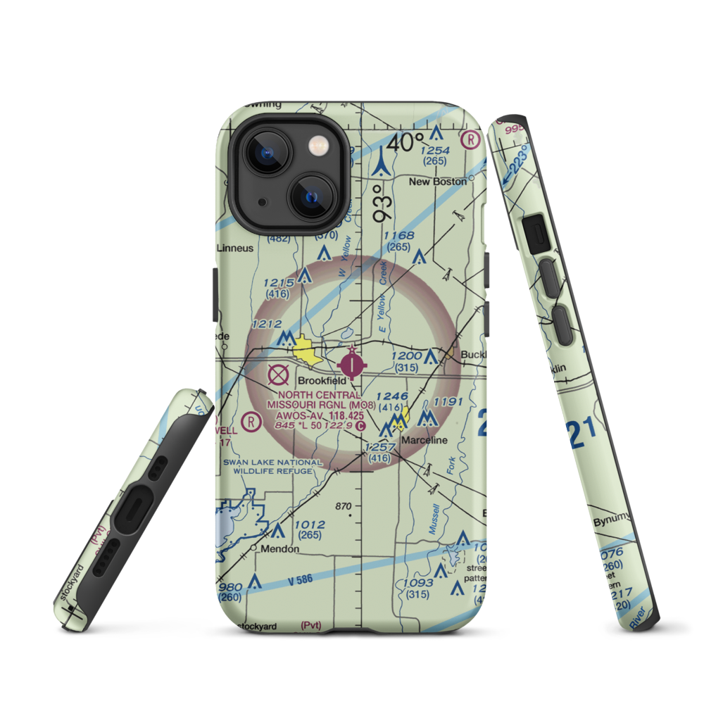 North Central Missouri Regional Airport (MO8) VFR Sectional  Tough iPhone Case iPhone 13 model shown