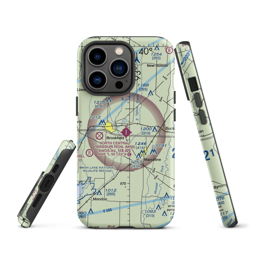North Central Missouri Regional Airport (MO8) VFR Sectional  Tough iPhone Case iPhone 13 Pro model shown