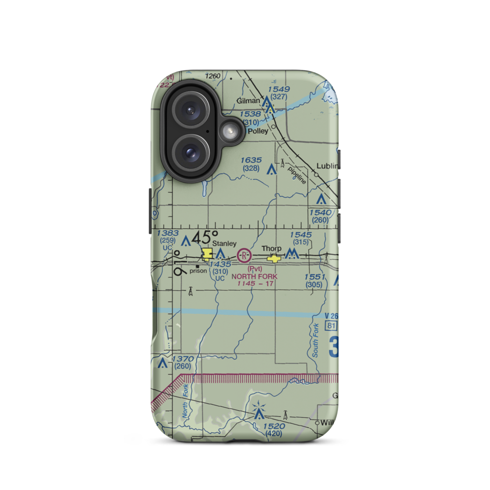 North Fork Airport (97WI) VFR Sectional  Tough iPhone Case iPhone 16 model shown