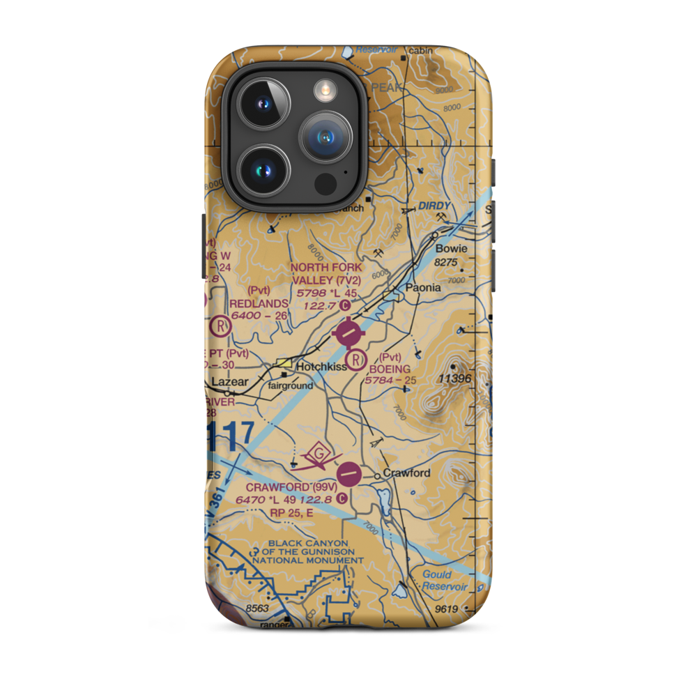North Fork Valley Airport (7V2) VFR Sectional  Tough iPhone Case iPhone 16 Pro Max model shown