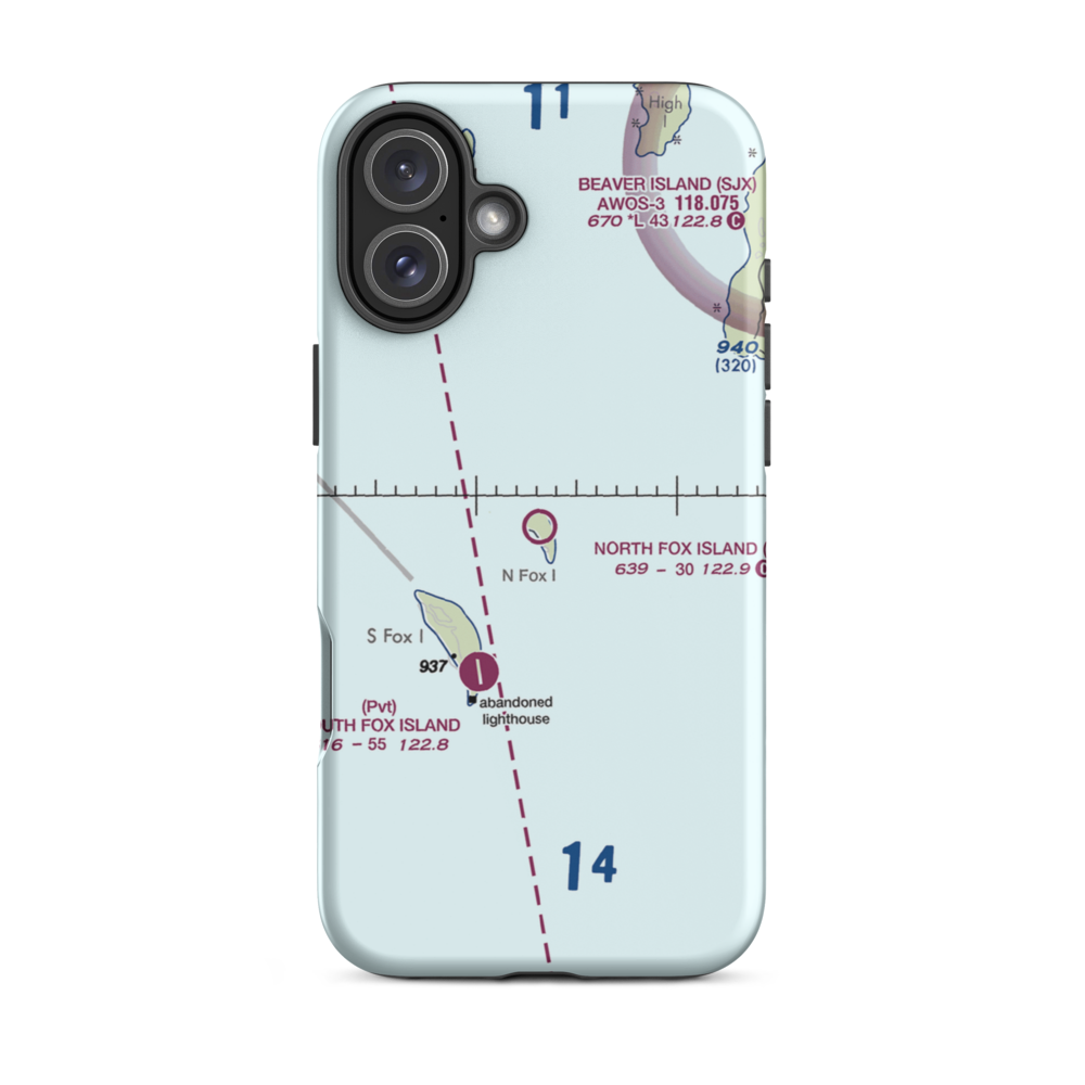 North Fox Island Airport (6Y3) VFR Sectional  Tough iPhone Case iPhone 16 Plus model shown