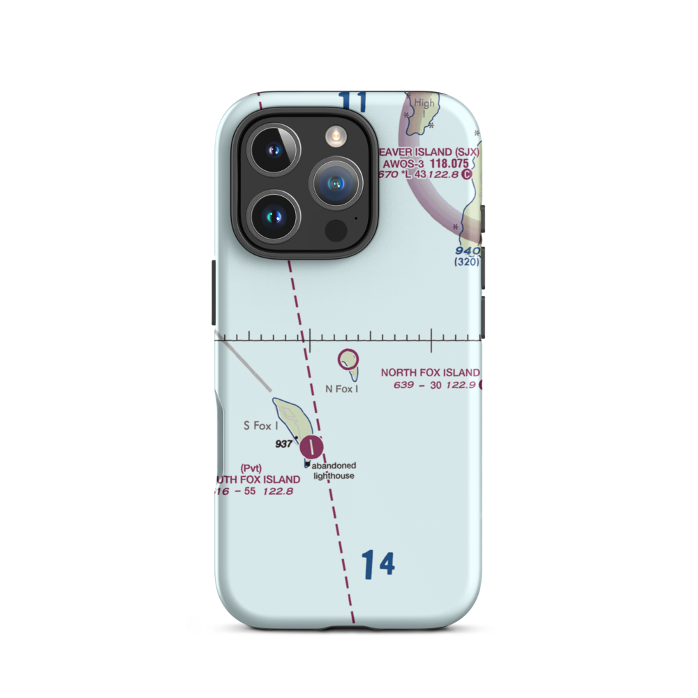 North Fox Island Airport (6Y3) VFR Sectional  Tough iPhone Case iPhone 16 Pro model shown