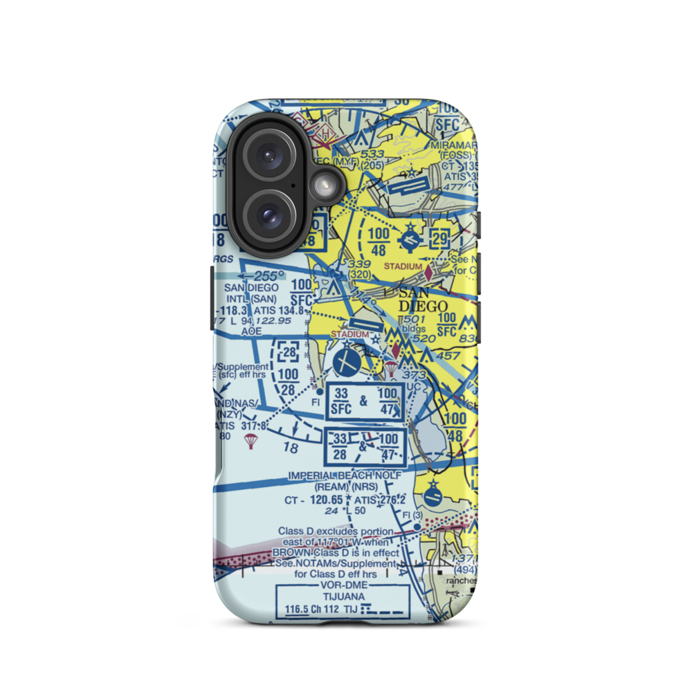 North Island Naval Air Station-Halsey Field (NZY) VFR Sectional  Tough iPhone Case iPhone 16 model shown