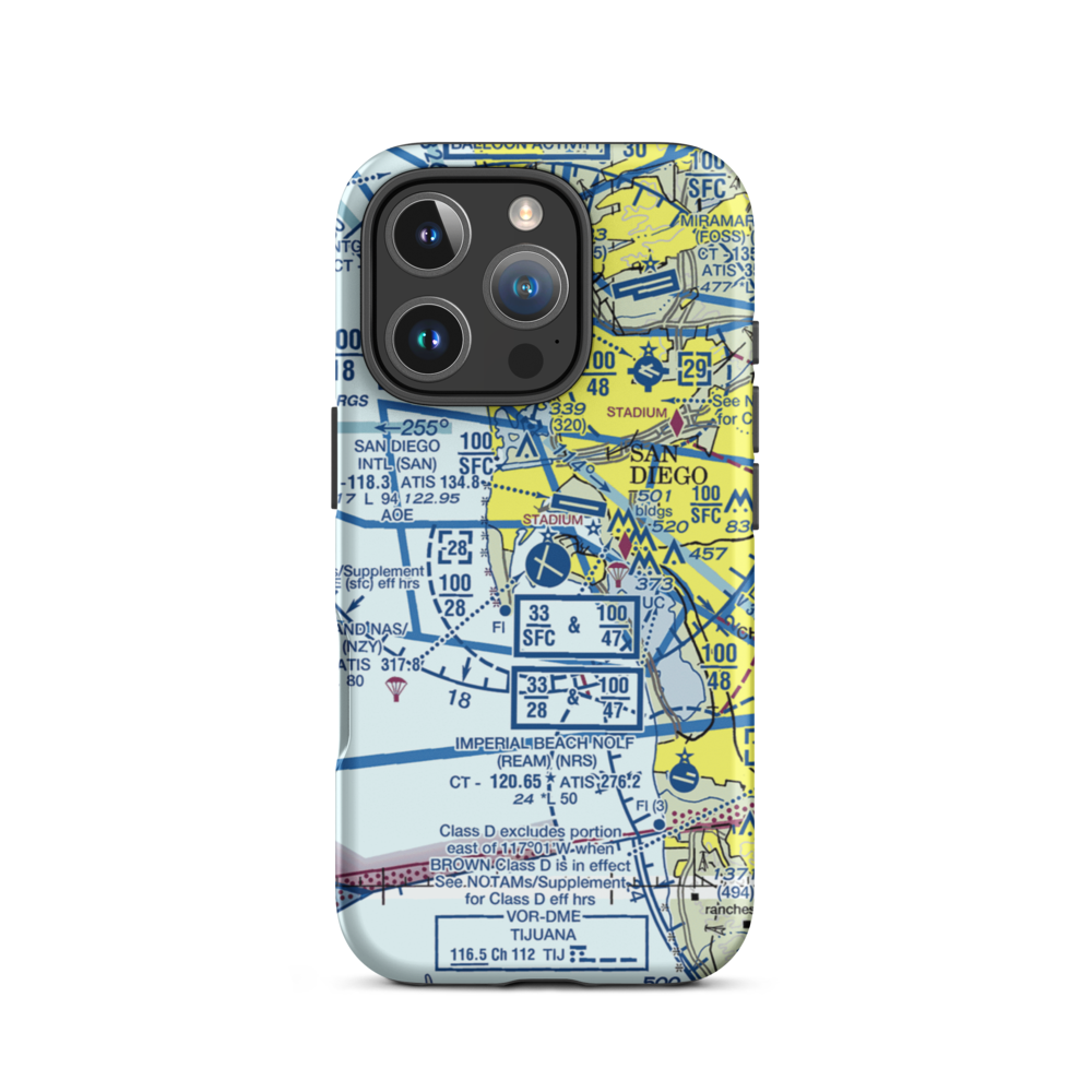 North Island Naval Air Station-Halsey Field (NZY) VFR Sectional  Tough iPhone Case iPhone 16 Pro model shown