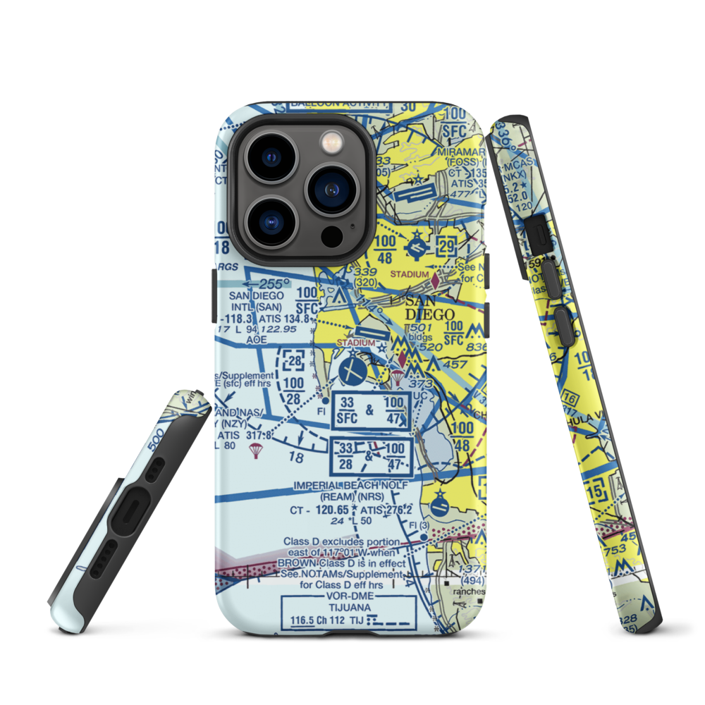 North Island Naval Air Station-Halsey Field (NZY) VFR Sectional  Tough iPhone Case iPhone 13 Pro model shown