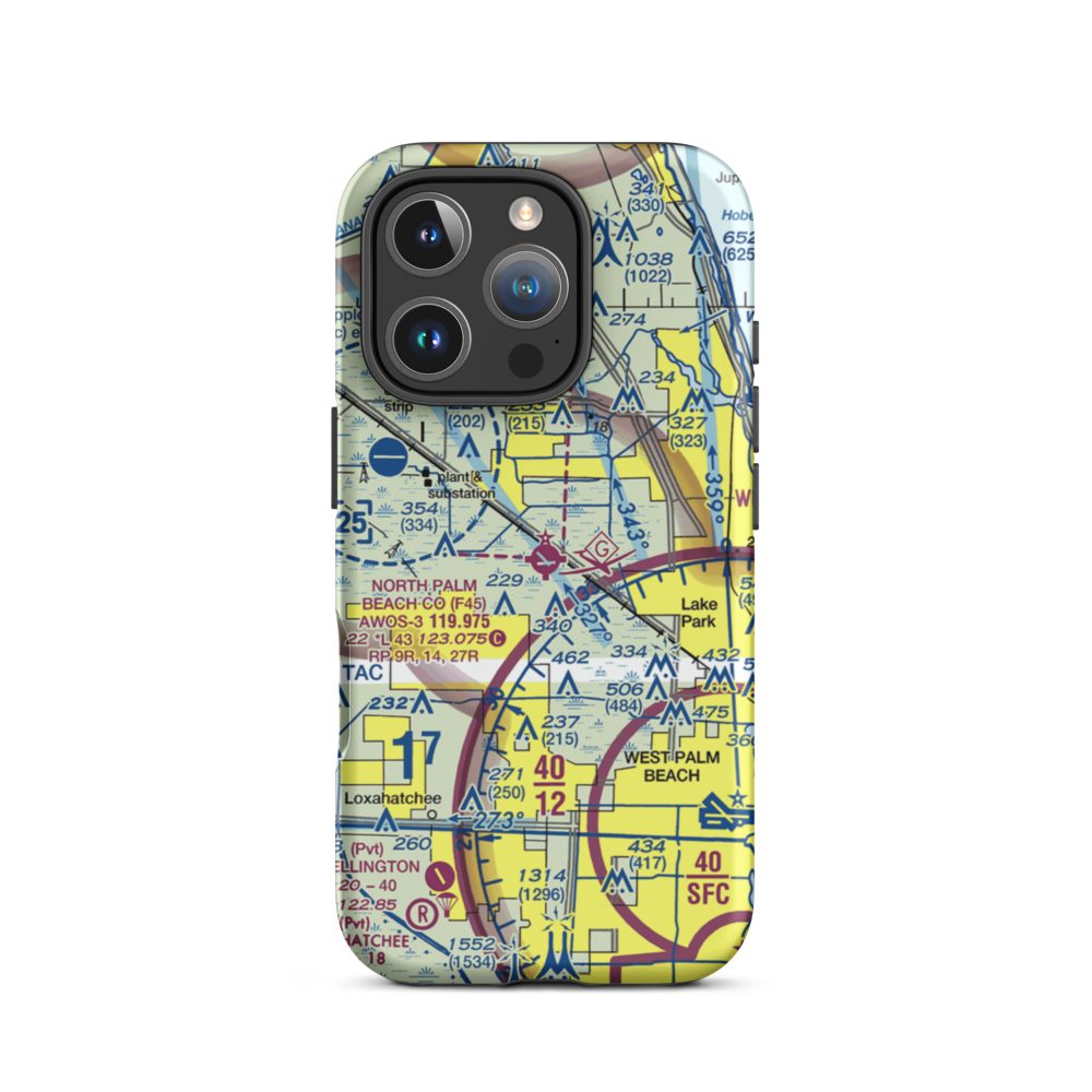 North Palm Beach County General Aviation Airport (F45) VFR Sectional  Tough iPhone Case iPhone 16 Pro model shown