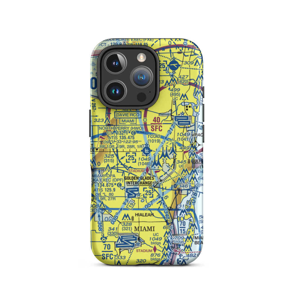 North Perry Airport (HWO) VFR Sectional  Tough iPhone Case iPhone 16 Pro model shown