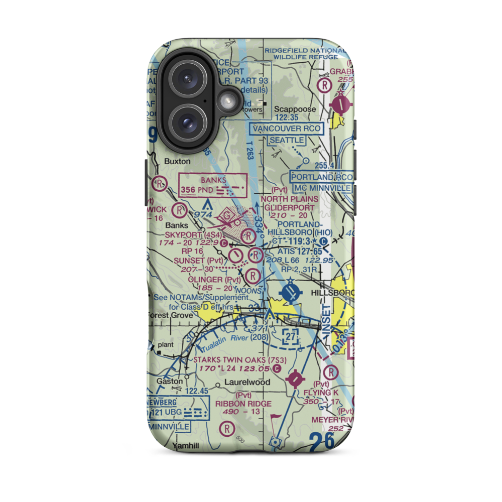 North Plains Gliderport (1OR4) VFR Sectional  Tough iPhone Case iPhone 16 Plus model shown