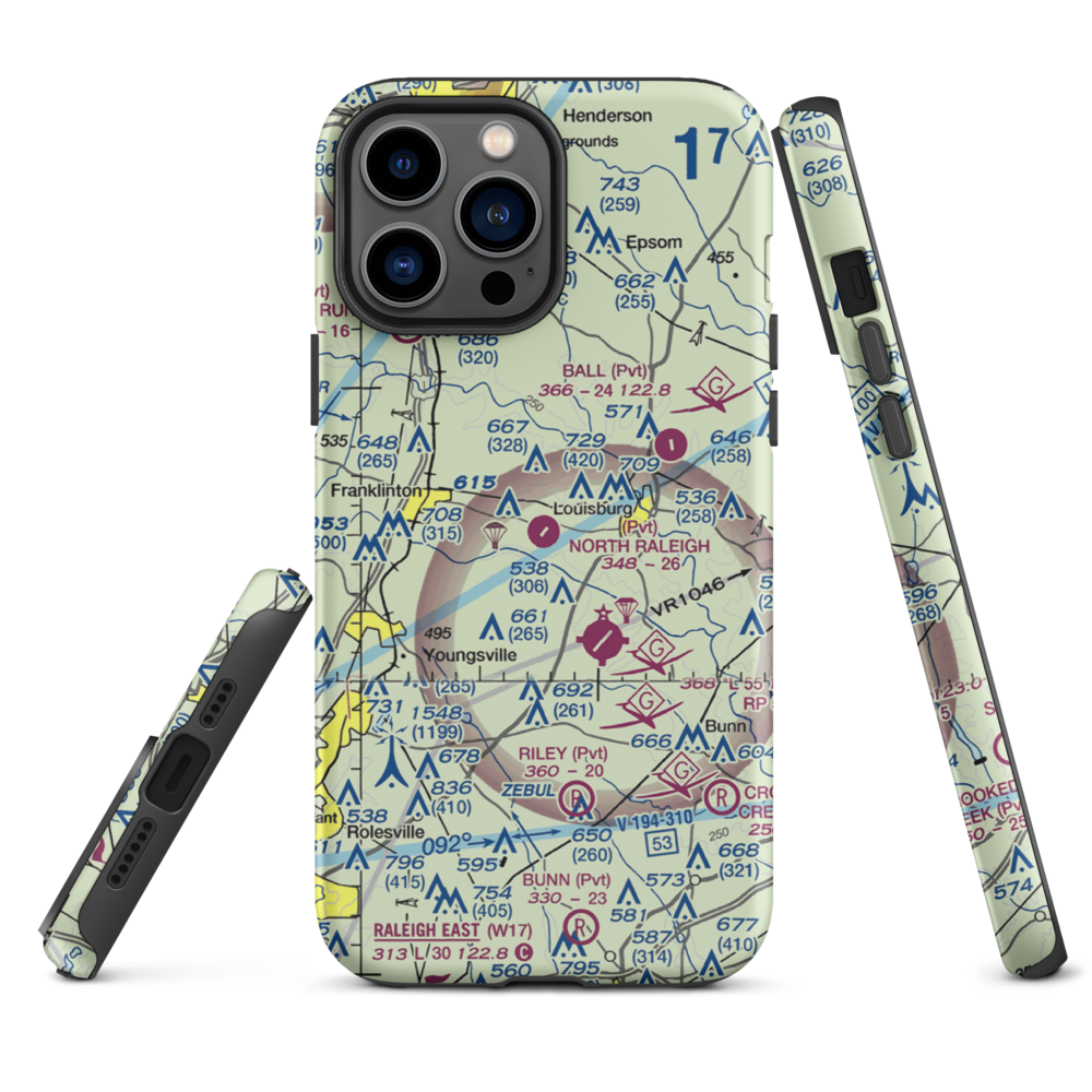 North Raleigh Airport (00NC) VFR Sectional  Tough iPhone Case iPhone 13 Pro Max model shown