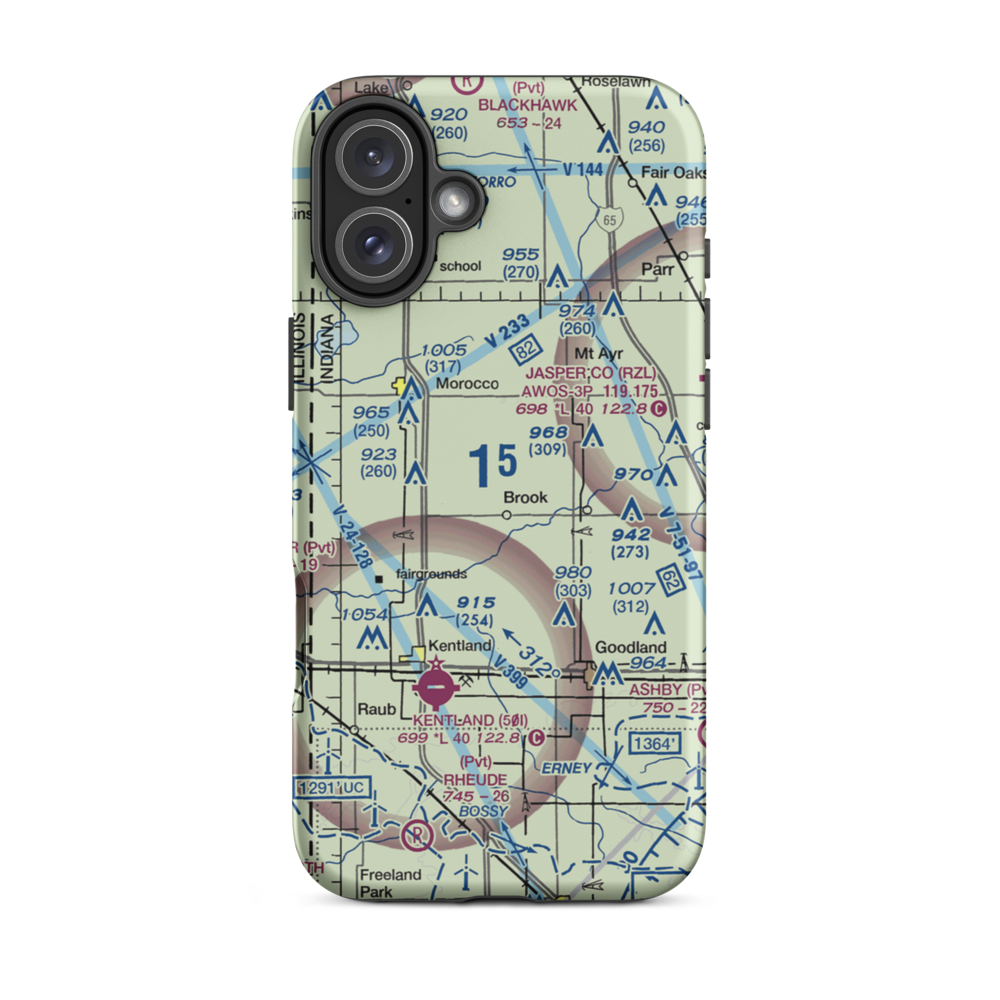 North West Indiana Air Airport (II04) VFR Sectional  Tough iPhone Case iPhone 16 Plus model shown